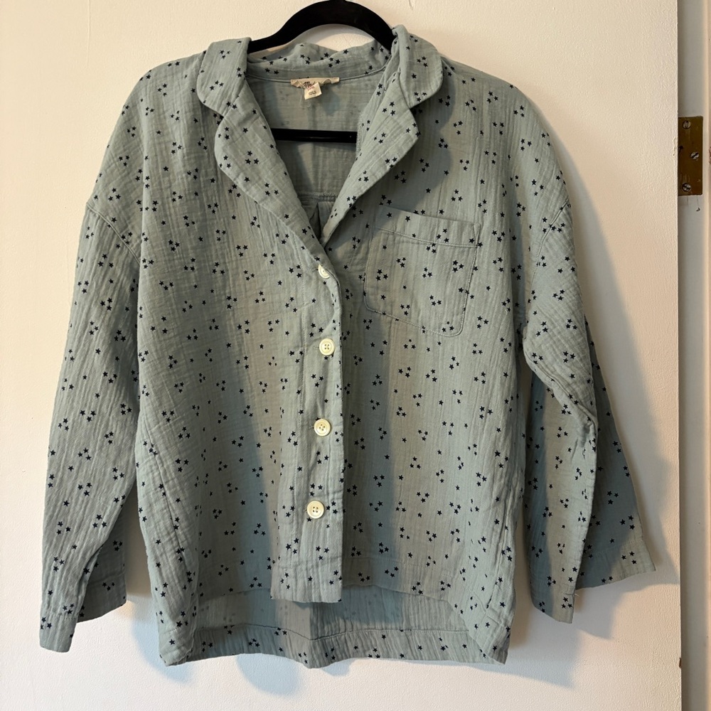Madewell Lightestspun Pajama Shirt in Night Stars Medium 100% Cotton - Picture 3 of 11